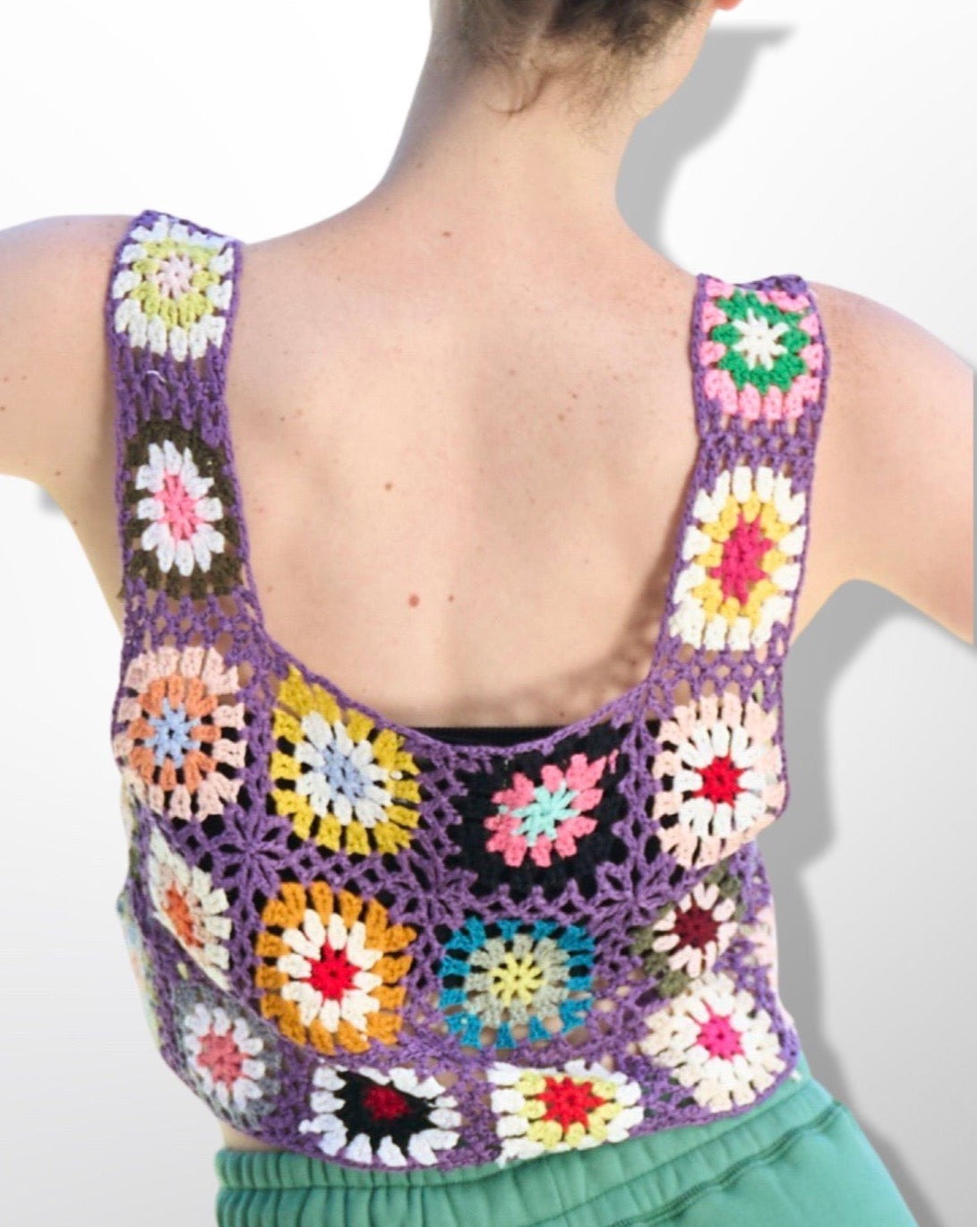 Crochet Crop Tops for Women in Purple Color