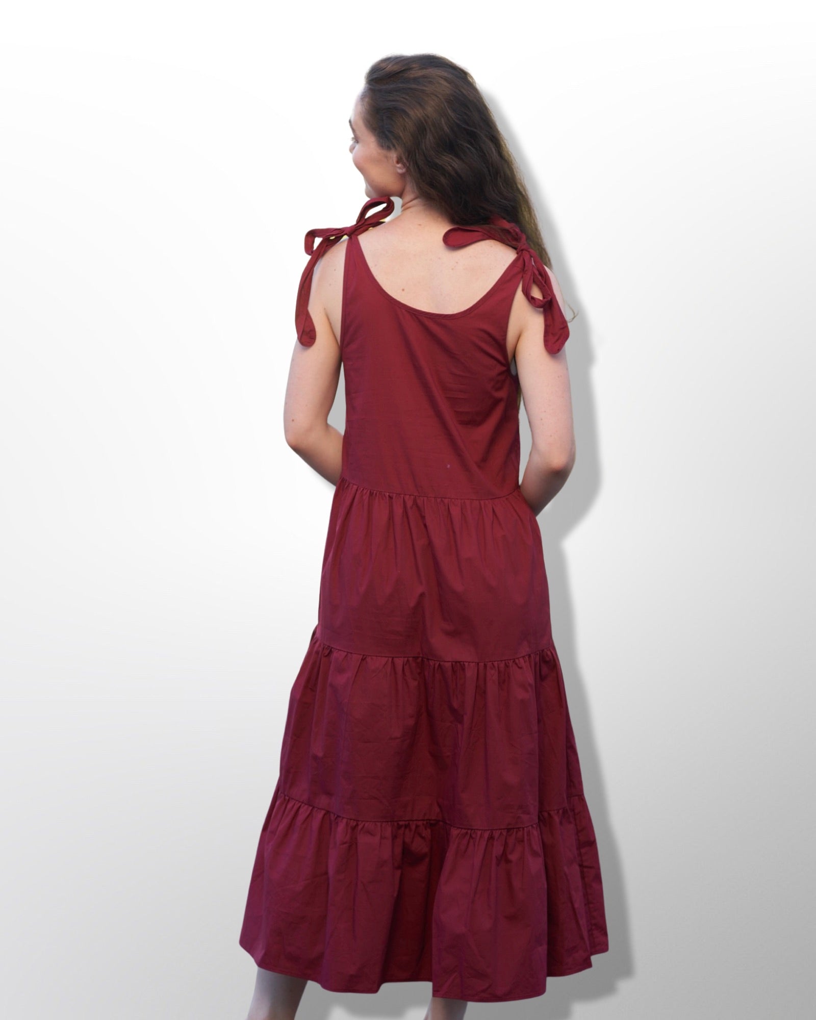 Maroon Maxi Dress Without Sleeves