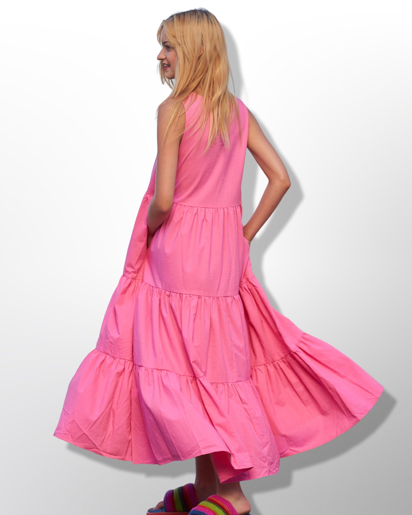 Pink Sleeveless Maxi Dress