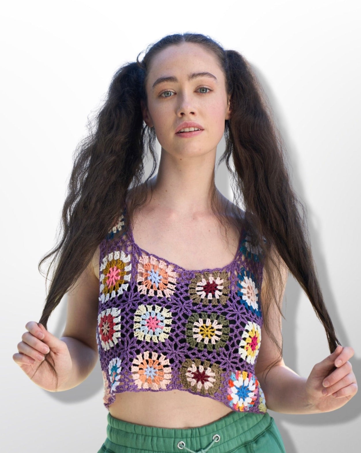 Purple Crochet Crop Tops for Women