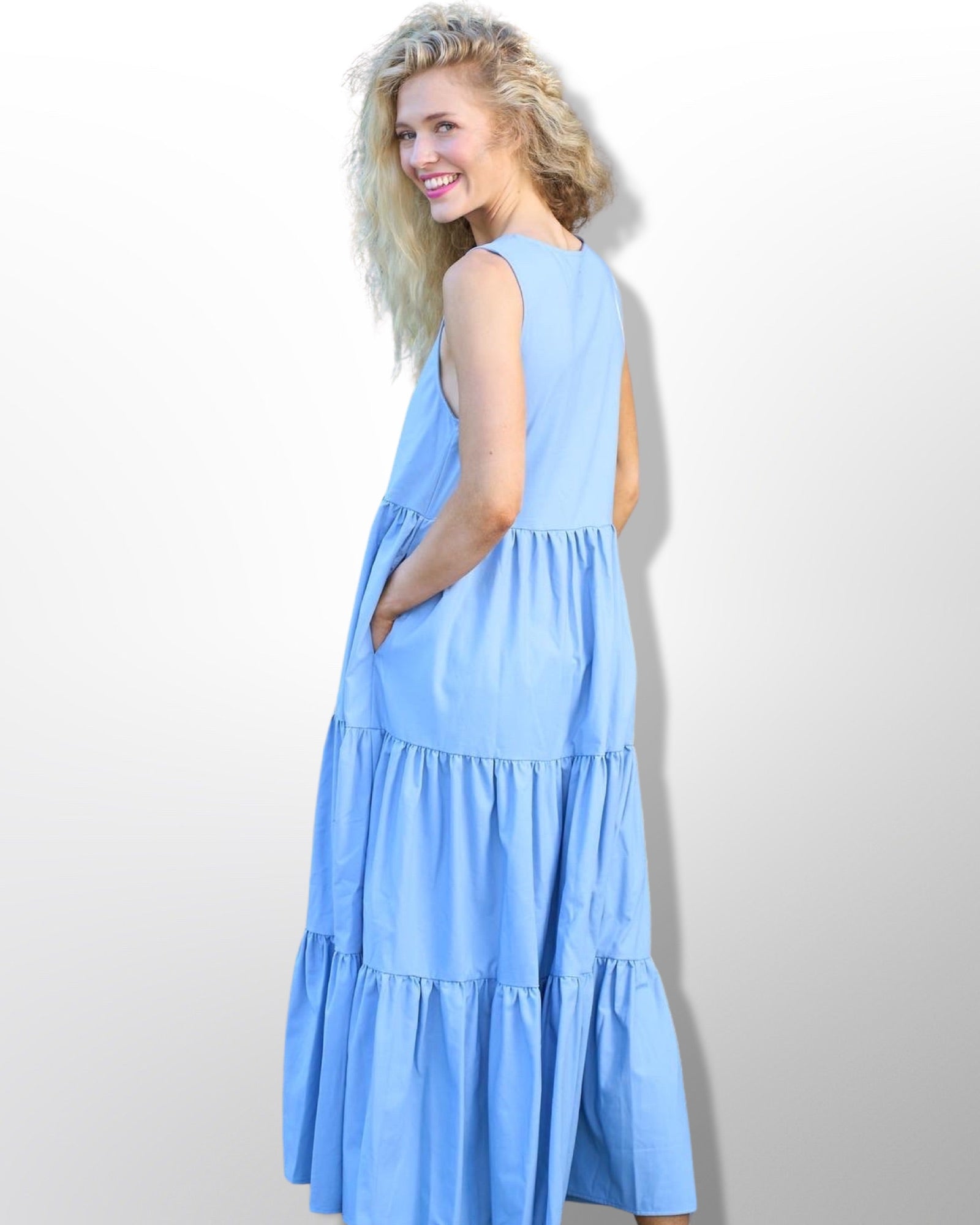 Blue Sleeveless Maxi Dress