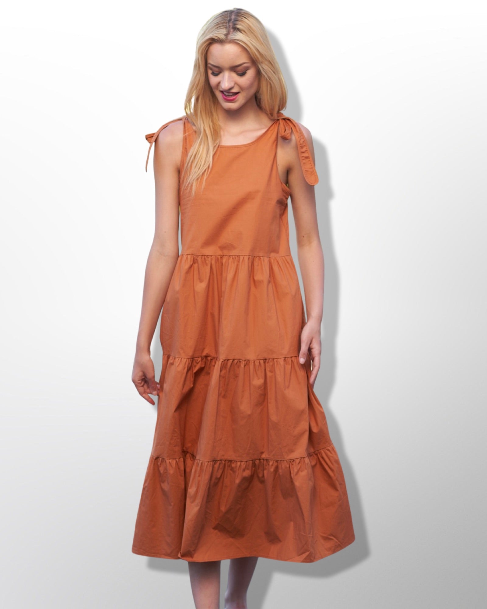 Copper Maxi Dress Without Sleeves