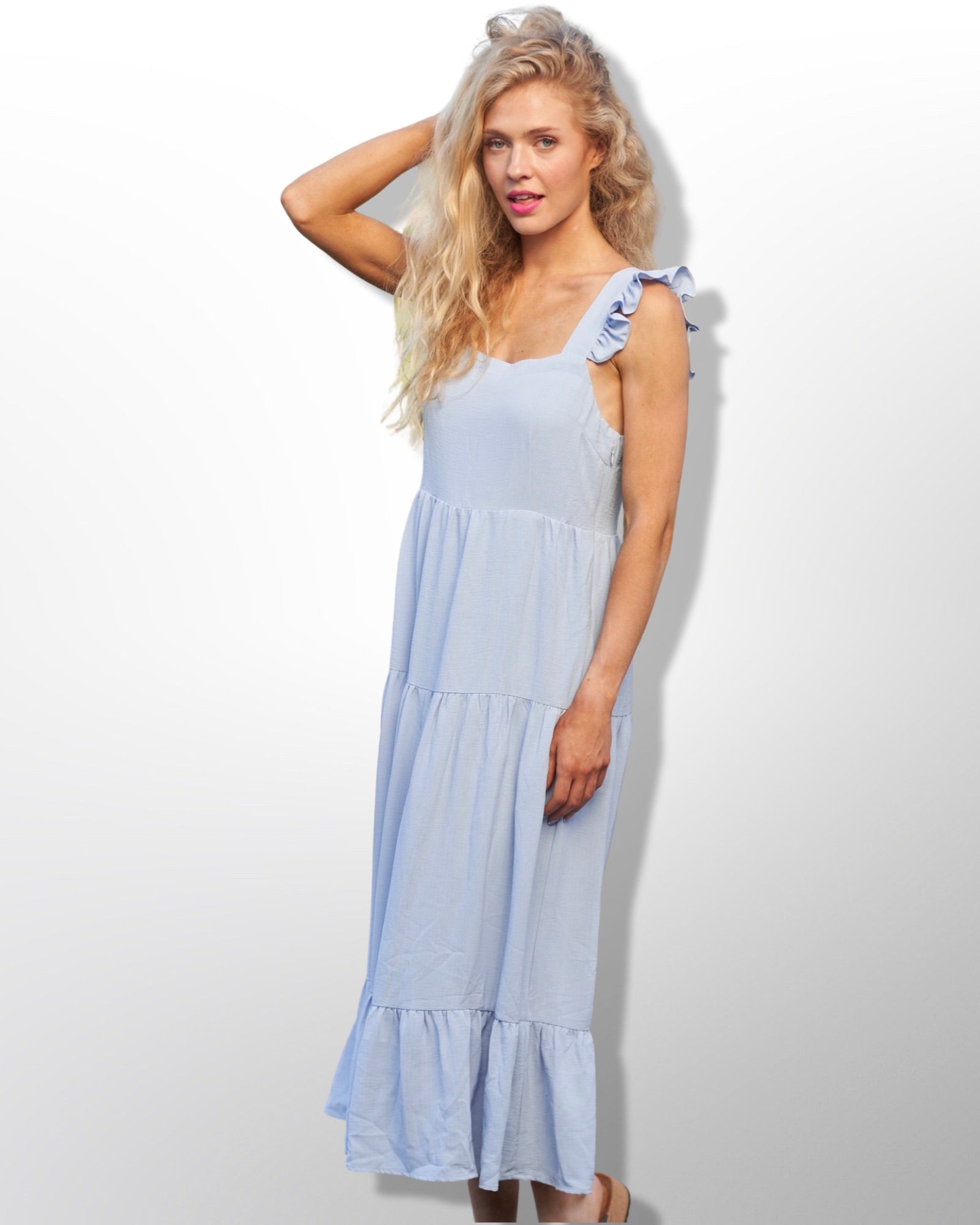 Sleeveless Maxi Dress for Women in Baby Blue Color