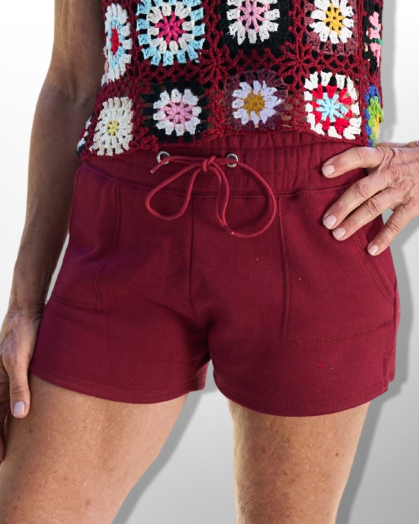 Maroon terry cloth shorts