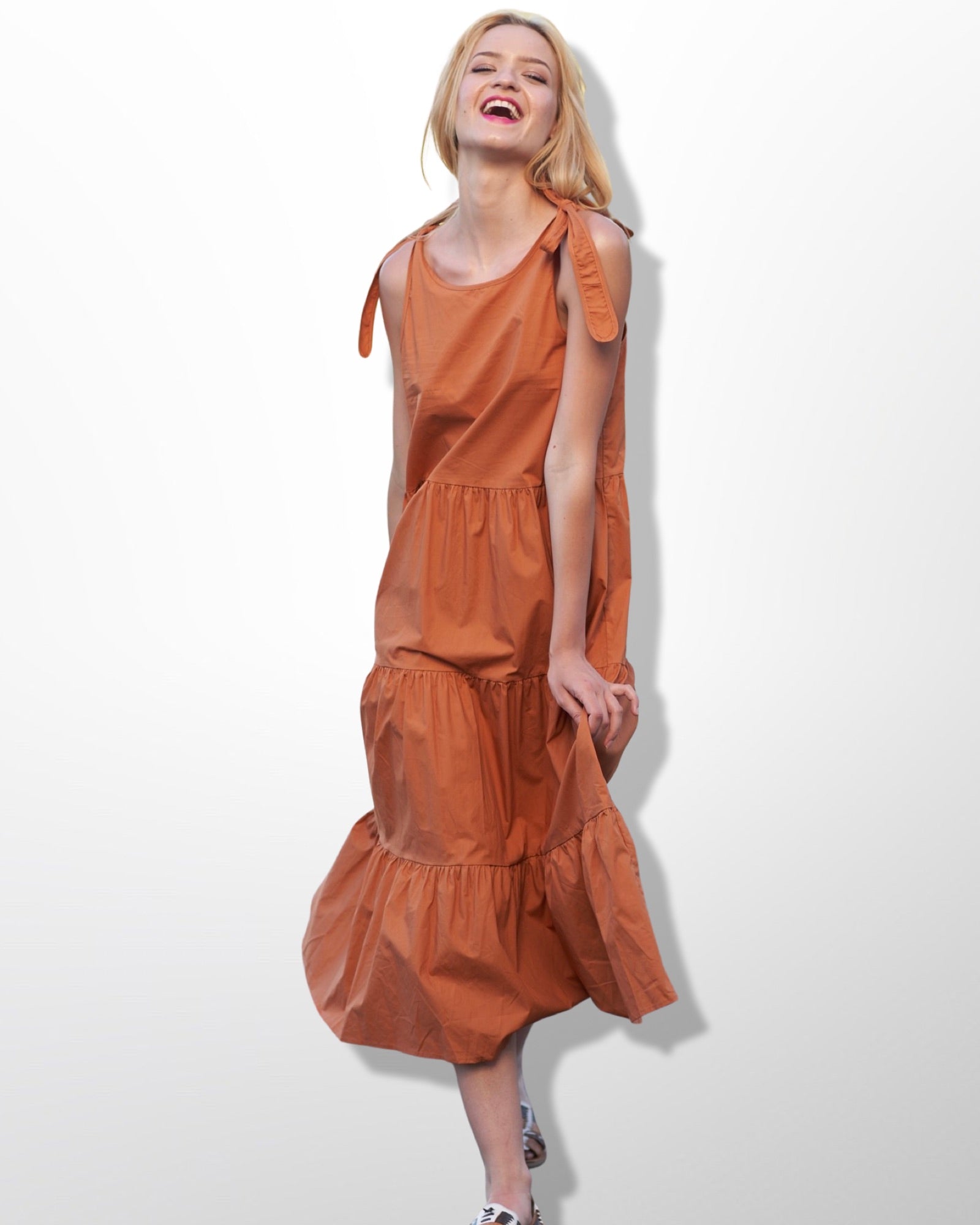 Copper Maxi Dress Without Sleeves