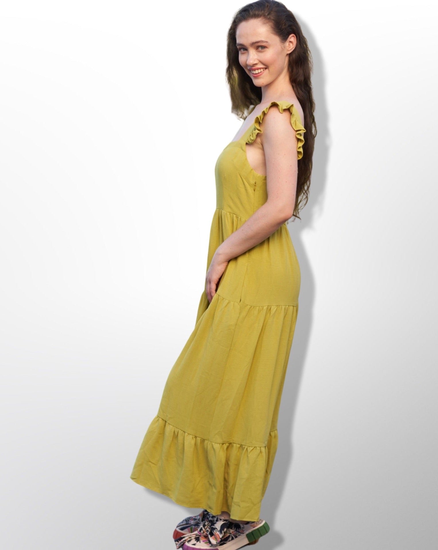 Sleeveless Maxi Dress for Women in Chartreuse Color