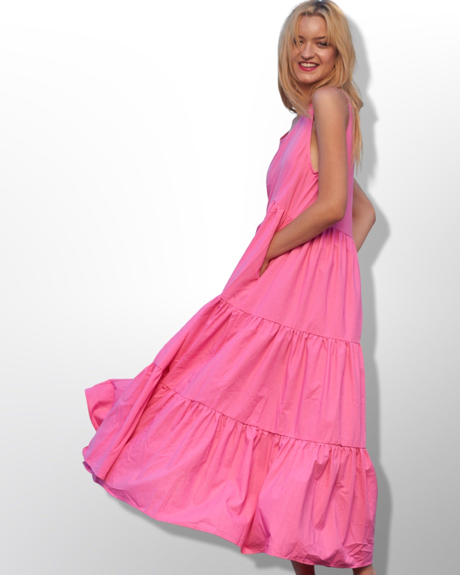 Pink Sleeveless Maxi Dress for Women