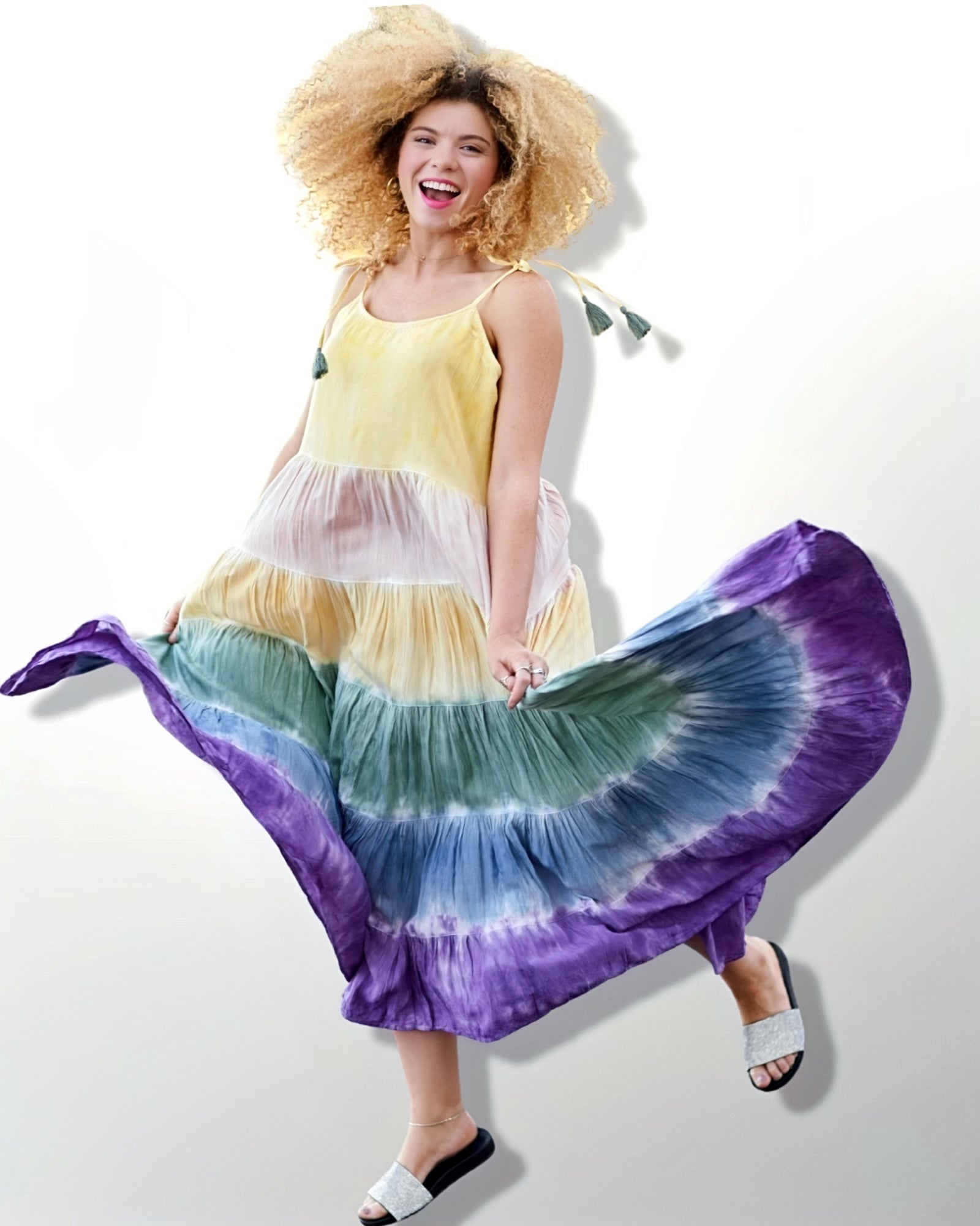 Multicolor Sleeveless Tie Dye Maxi Dress